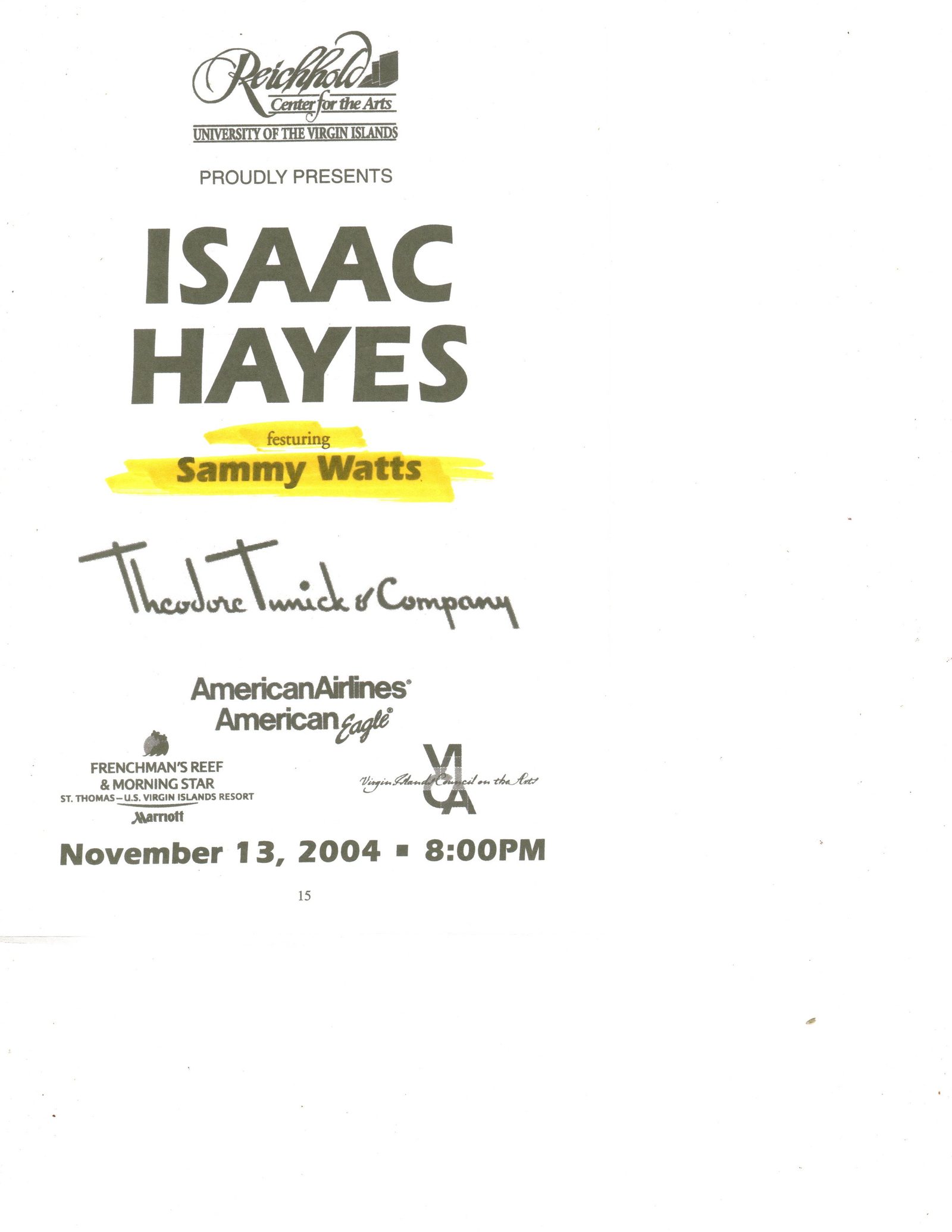 Isaac Hayes and Sammy Watts concert flyer