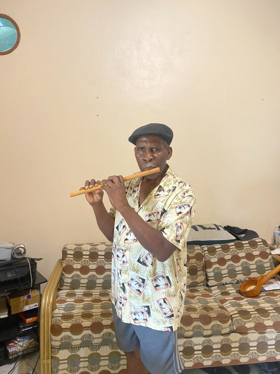 Sammy Watts playing flute, present day